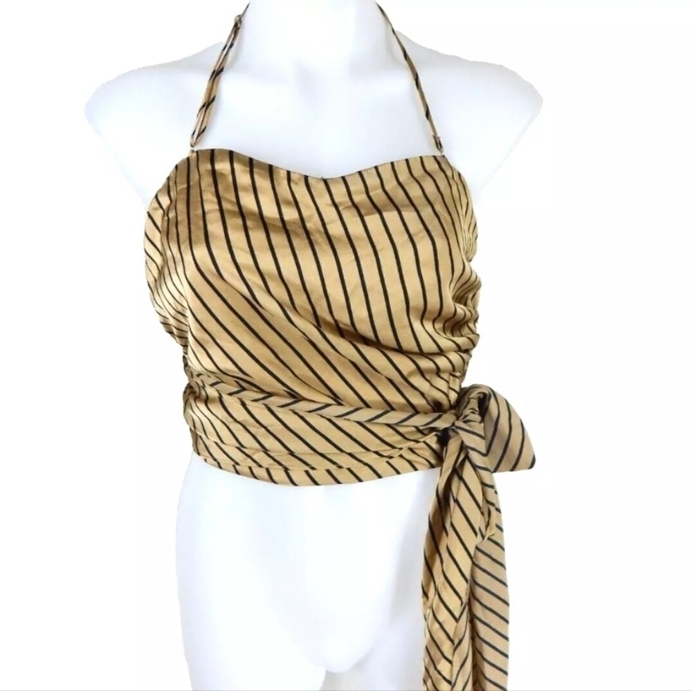 J.O.A. Gold Satin Crop Top